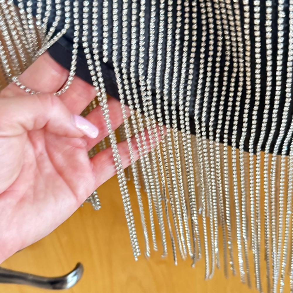 Retrofete Elegant Black and Silver Fringe Dress - Picture 12 of 16